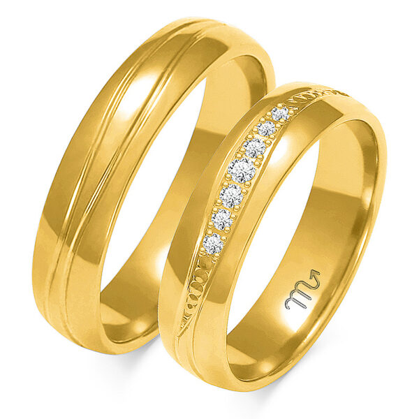 Obrączki Klasyczne z Falą i Kamieniami 5mm