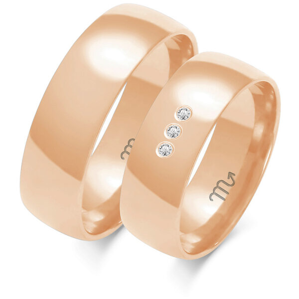 Obrączki Klasyczne z 3 Kamieniami 6,5mm