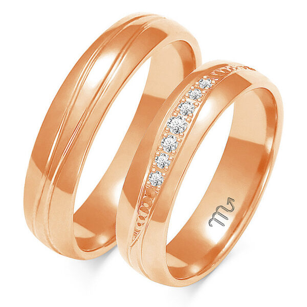 Obrączki Klasyczne z Falą i Kamieniami 5mm