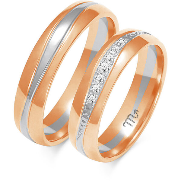 Obrączki Klasyczne z Falą i Kamieniami 5mm