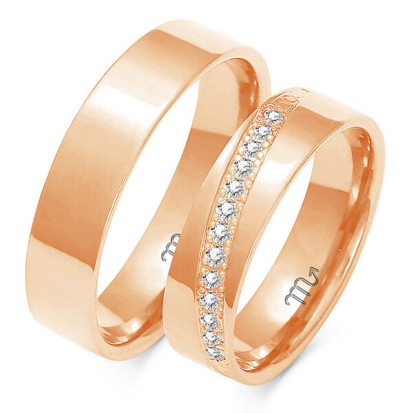 Obrączki Klasyczne Płaskie z Kamieniami 5mm