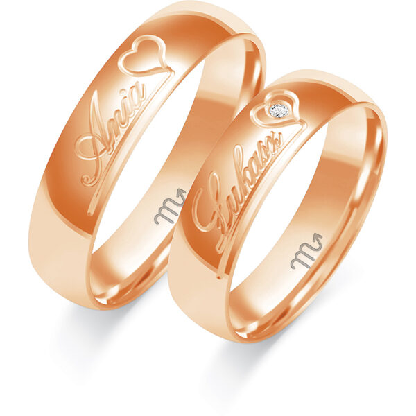 Obrączki z Motywem Serca 5mm