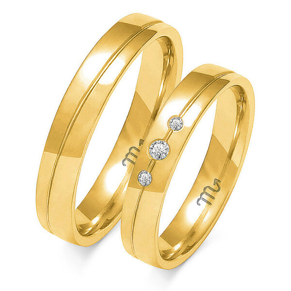 Klasyczne Obrączki Półokrągłe Dzielone z Kamieniami 4mm