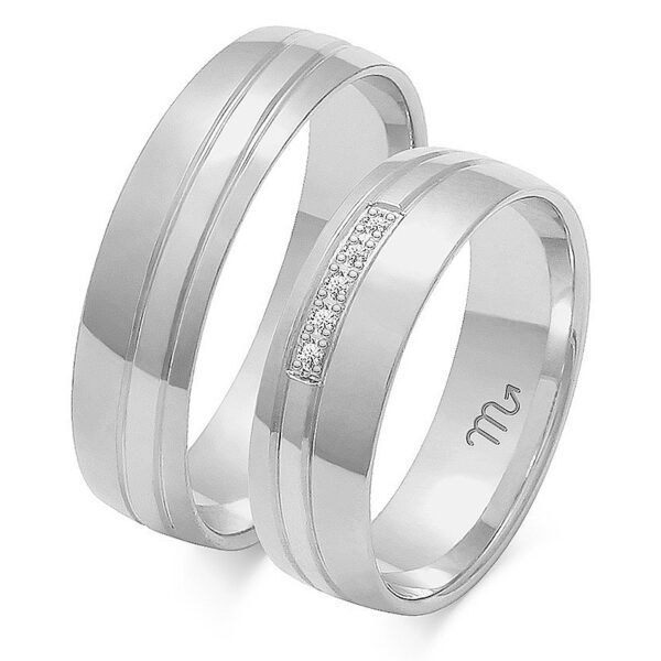 Klasyczne Obrączki Półokrągłe Dzielone Kamieniami 6mm