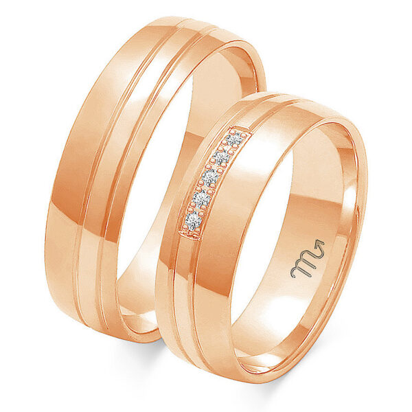 Klasyczne Obrączki Półokrągłe Dzielone Kamieniami 6mm