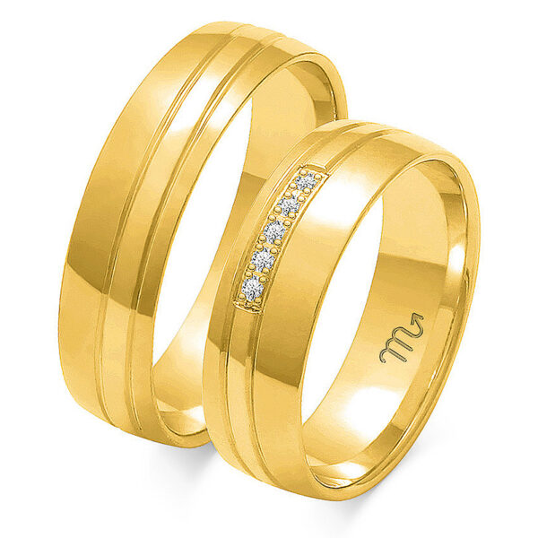 Klasyczne Obrączki Półokrągłe Dzielone Kamieniami 6mm