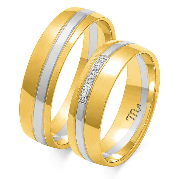 Klasyczne Obrączki Półokrągłe Dzielone Kamieniami 6mm