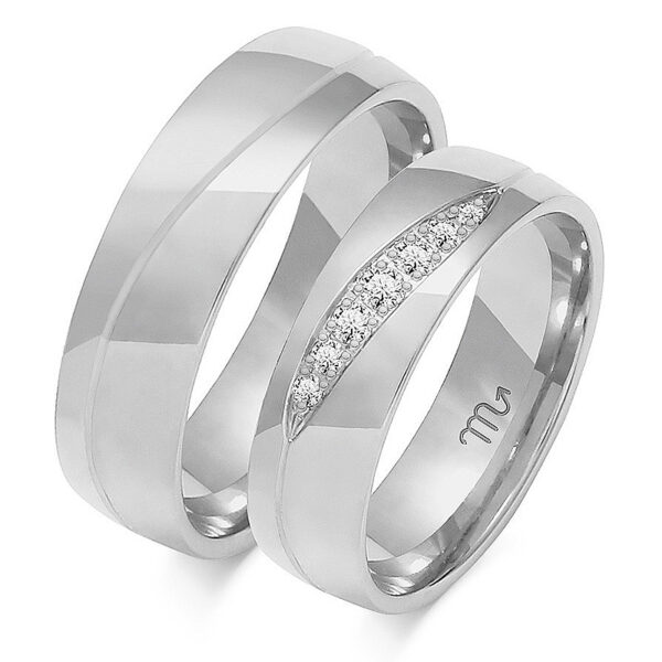 Klasyczne Obrączki Półokrągłe Dzielone Kamieniami 6mm