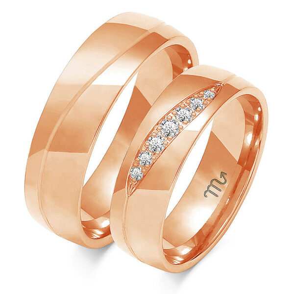 Klasyczne Obrączki Półokrągłe Dzielone Kamieniami 6mm