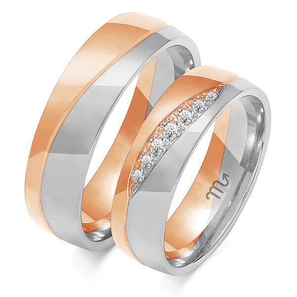 Klasyczne Obrączki Półokrągłe Dzielone Kamieniami 6mm