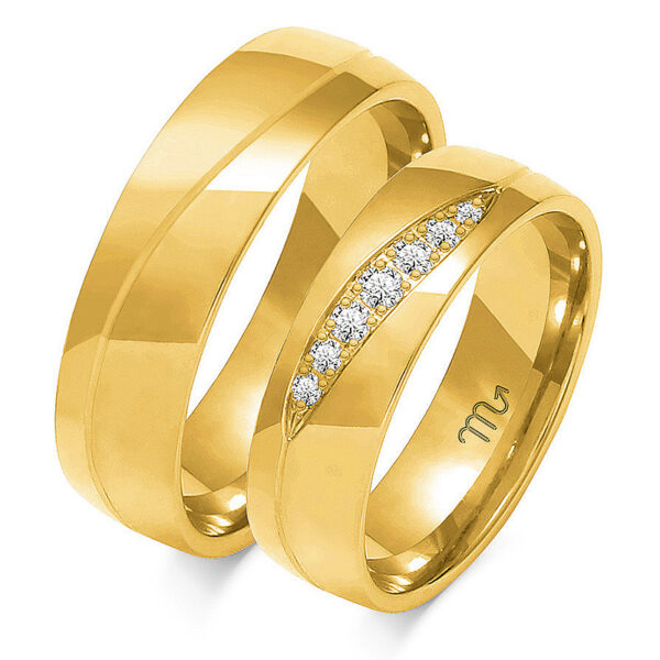 Klasyczne Obrączki Półokrągłe Dzielone Kamieniami 6mm