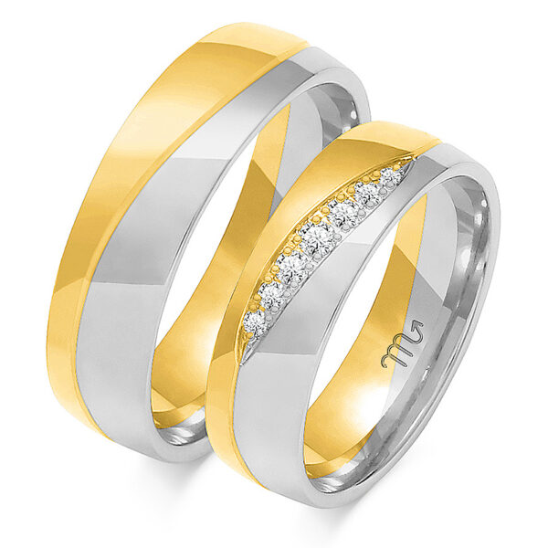 Klasyczne Obrączki Półokrągłe Dzielone Kamieniami 6mm