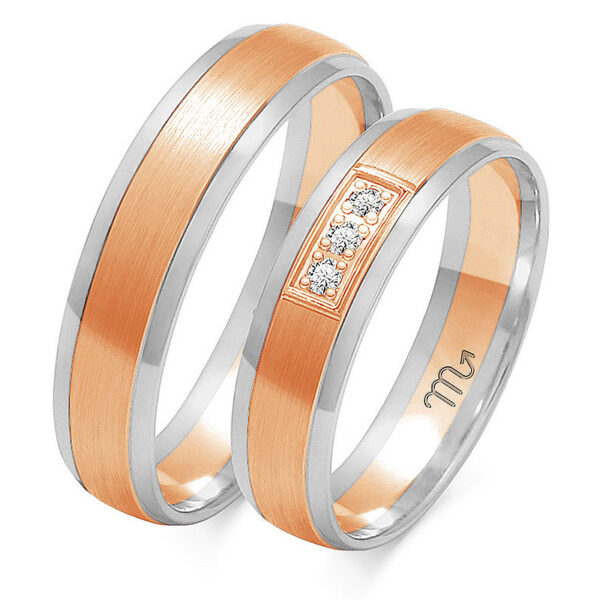 Obrączki Półokrągłe szczotkowane z Kamieniami 5mm