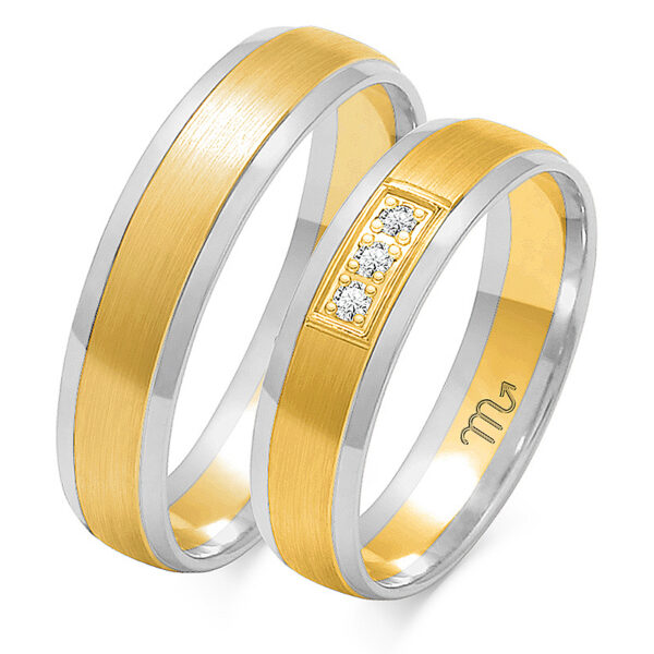 Obrączki Półokrągłe szczotkowane z Kamieniami 5mm