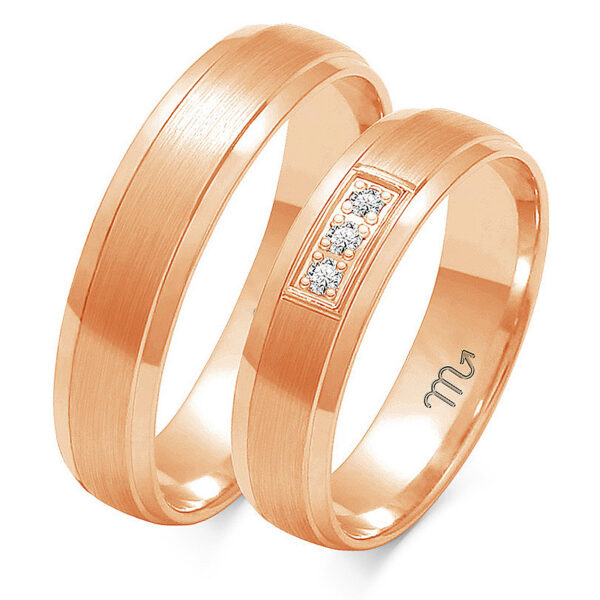 Obrączki Półokrągłe szczotkowane z Kamieniami 5mm