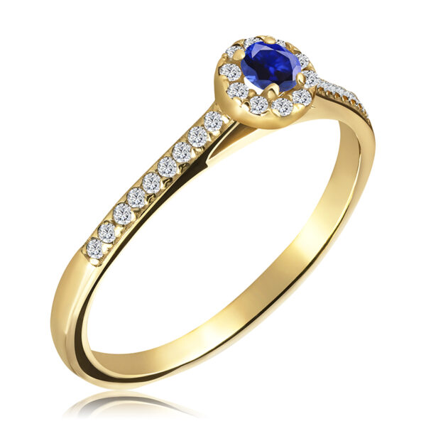 Pierścionek z Szafirem i Diamentami 0,26ct