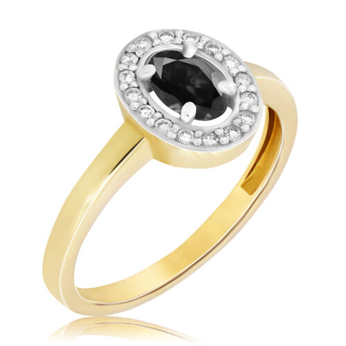 WK-1-ON Pierścionek z Onyksem i Diamentami Naturalnymi 0,69ct