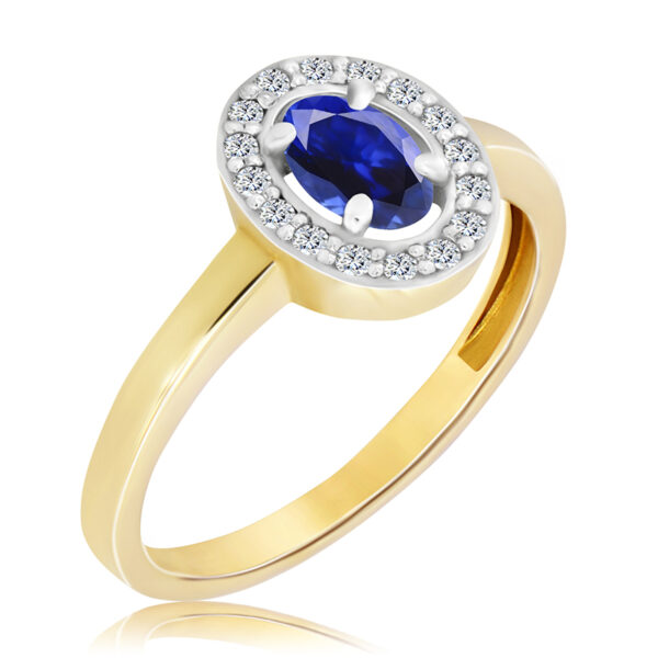 Pierścionek z Szfirem i Diamentami Naturalnymi 0,67ct