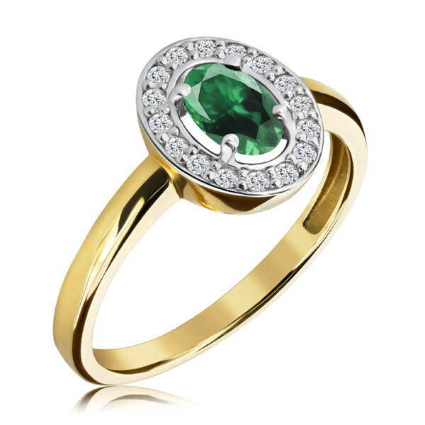 Pierścionek z Szmaragdem I Diamentami Naturalnymi 0,50ct