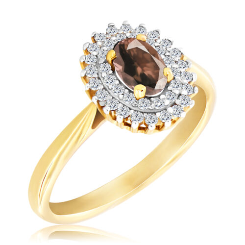 WK-14-KW Pierścionek z Kwarcem i Diamentami Naturalnymi 0,65ct