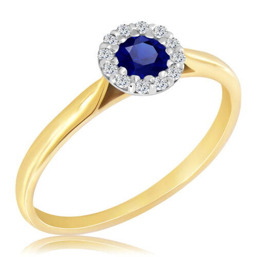 Pierścionek z Szafirem i Diamentami Naturalnymi 0,39ct
