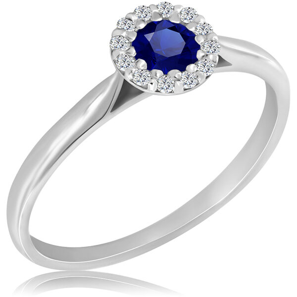 Pierścionek z Szafirem i Diamentami Naturalnymi 0,39ct