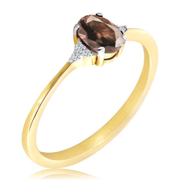 Pierścionek z Kwarcem i Diamentami Naturalnymi 0,45ct