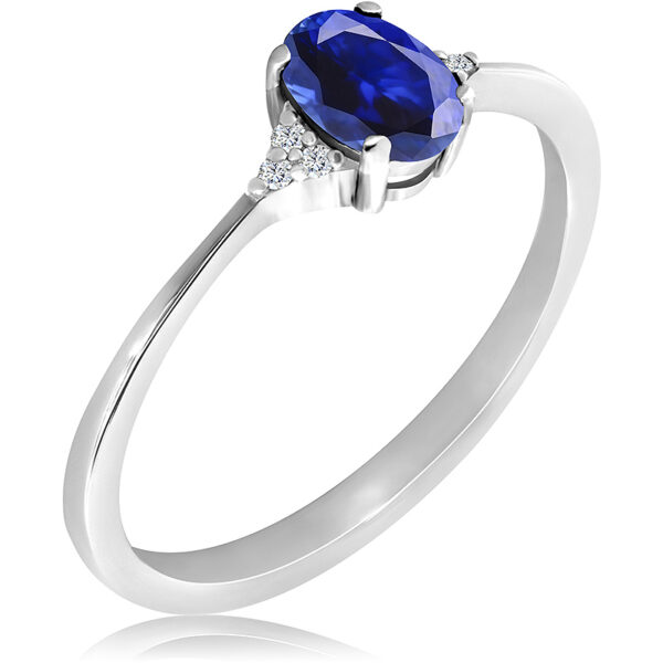 Pierścionek z Szafirem i Diamentami Naturalnymi 0,57ct