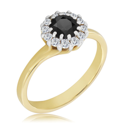 WK-3-DC Pierścionek z Czarnym Diamentem i Diamentami Naturalnymi 0,84ct
