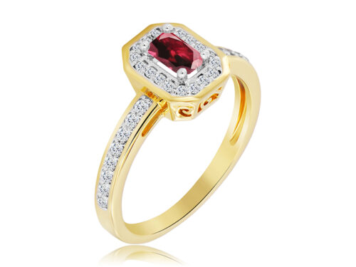 Pierścionek z Rubinem i Diamentami Naturalnymi 0,59ct