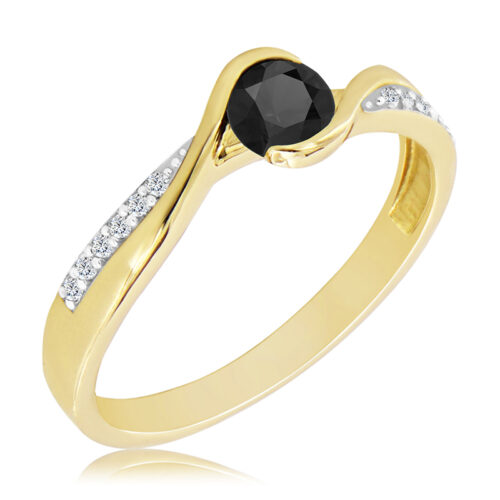 Pierścionek z Naturalnym Czarnym Diamentem i Diamentami 0,43ct