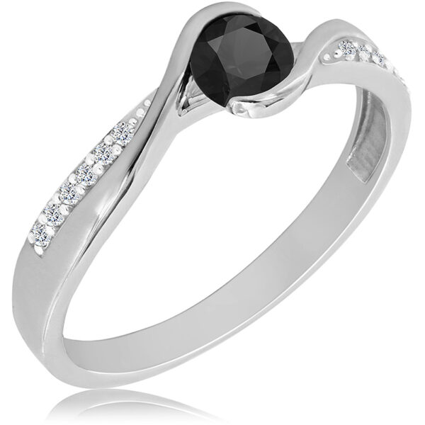 Pierścionek z Naturalnym Czarnym Diamentem i Diamentami 0,43ct