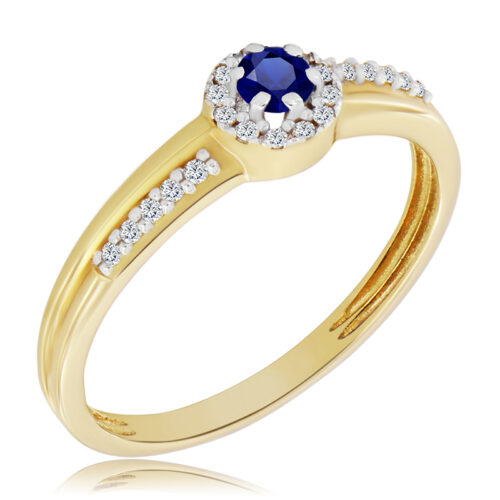Pierścionek z Szafirem i Diamentami Naturalnymi 0,26ct