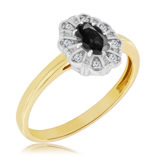 Pierścionek z Onyksem i Diamentami Naturalnymi 0,63ct