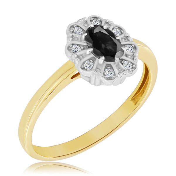 Pierścionek z Onyksem i Diamentami Naturalnymi 0,63ct