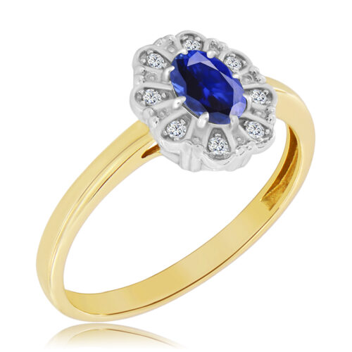 Pierścionek z Szafirem i Diamentami Naturalnymi 0,61ct