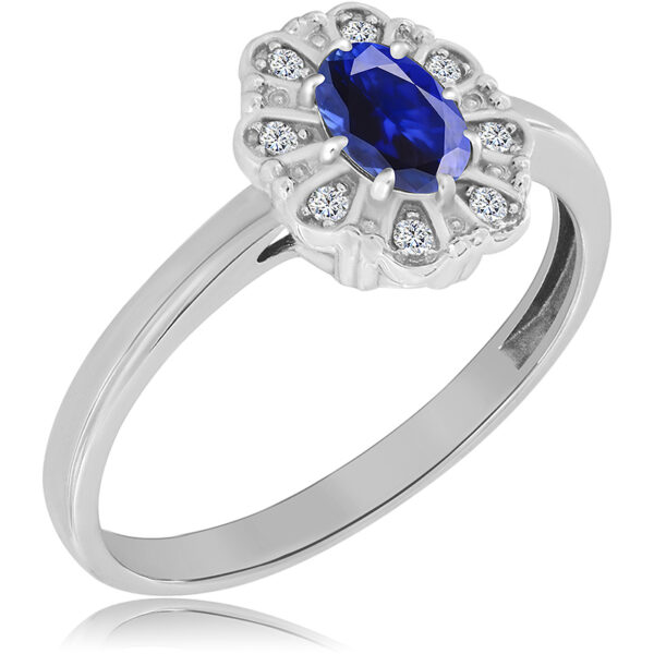 Pierścionek z Szafirem i Diamentami Naturalnymi 0,61ct