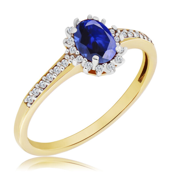 Pierścionek z Szafirem i Diamentami Naturalnymi 0,67ct