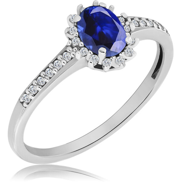 Pierścionek z Szafirem i Diamentami Naturalnymi 0,67ct