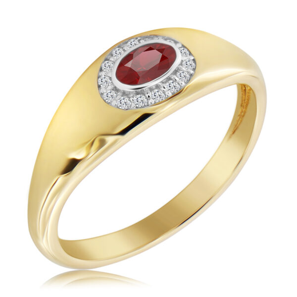 Pierścionek z Rubinem i Naturalnymi Diamentami 0,29ct