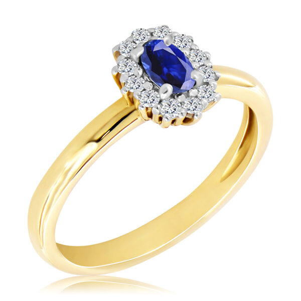 Pierścionek z Szafirem i Diamentami Naturalnymi 0,42ct