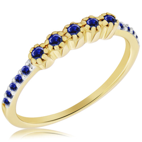 Pierścionek z Szafirami i Diamentami Naturalnymi 0,31ct