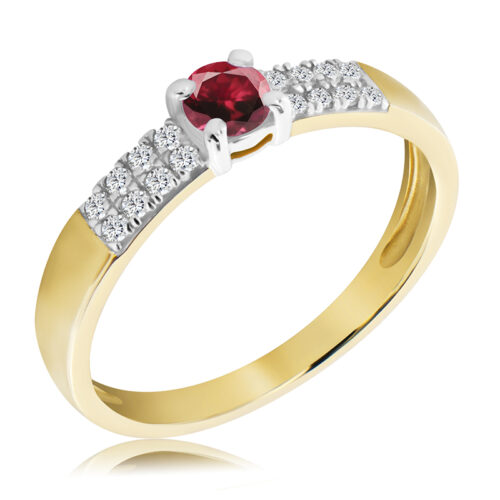 Pierścionek z Rubinem i Diamentami Naturalnymi 0,37ct
