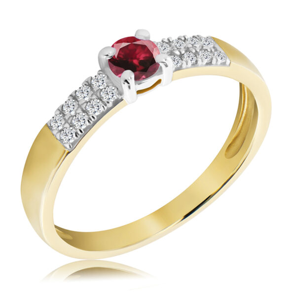 Pierścionek z Rubinem i Diamentami Naturalnymi 0,37ct