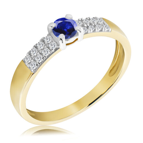 Pierścionek z Szafirem i Diamentami Naturalnymi 0,46ct