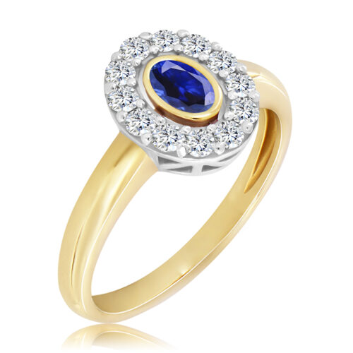 Pierścionek z Szafirem i Diamentami Naturalnymi 0,70ct