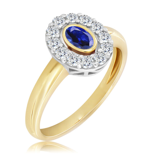 Pierścionek z Szafirem i Diamentami Naturalnymi 0,70ct